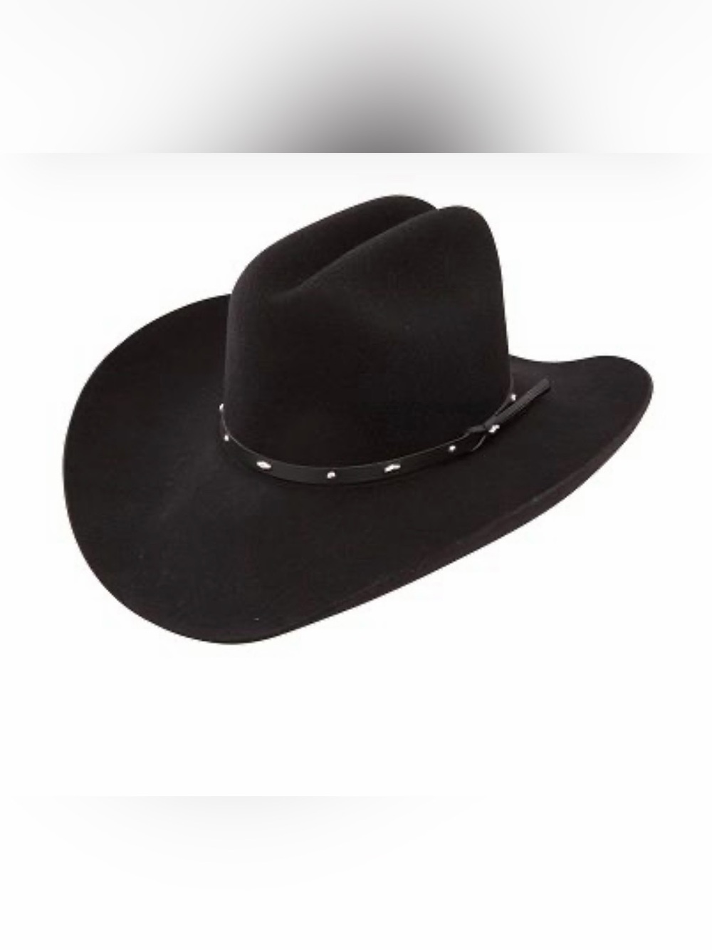 Vintage Stetson Black Wool Western Cowboy Hat with Studded Band, size 6 7/8